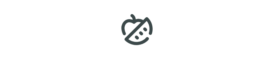 Icon of an apple with a crossed line, indicating no food.