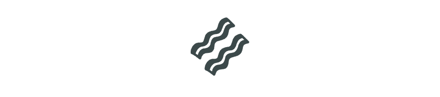 Icon of two strips of cooked bacon.