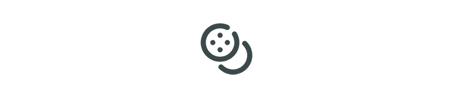 Iconic cookie graphic with circular elements.